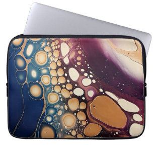 Capa Para Notebook Mármore Fluido Celestial em Ouro Meia-Noite