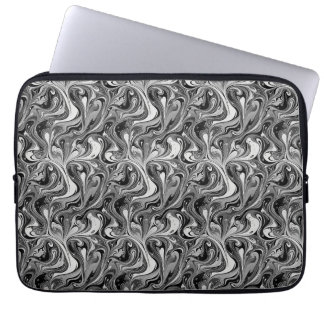 Capa Para Notebook Mármore Preto Branco Redemoinho Abstrato Monocromá