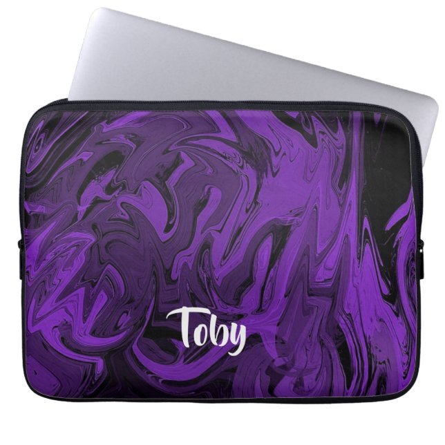 Capa Para Notebook Mármore roxo e preto polido (Frente)