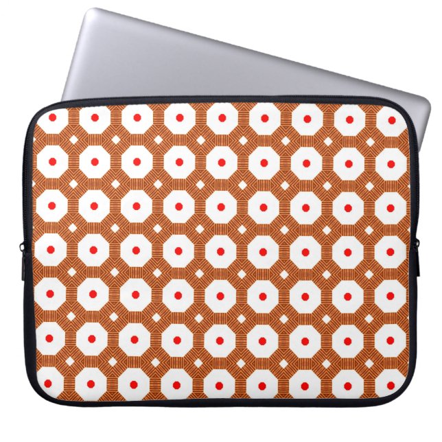 Capa Para Notebook Marrom tradicional sem costura, marrom, branco e v (Frente)