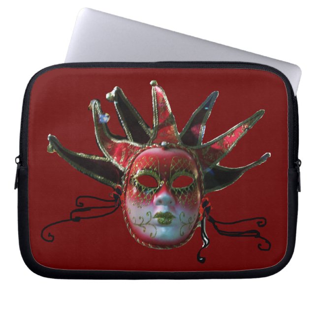Capa Para Notebook MÁSCARA DE JESTER VERMELHO PRETO, Mascarada (Frente)