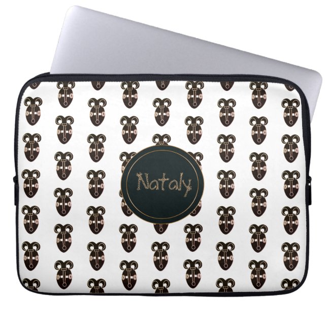 Capa Para Notebook máscara tribal africana étnica. monograma. nome (Frente)