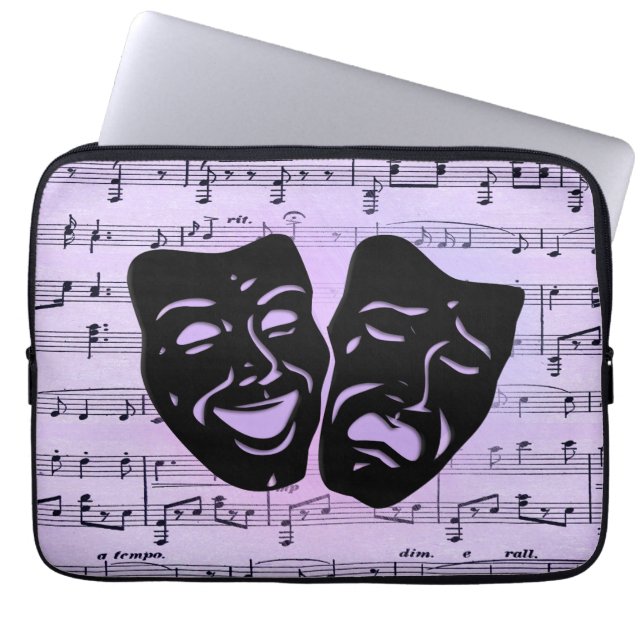 Capa Para Notebook Máscaras de Música e Teatro Roxas (Frente)