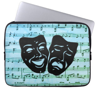 Capa Para Notebook Máscaras de Teatro de Música Azul Unem Artes