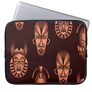 Capa Para Notebook Máscaras étnicas africanas, fundo escuro