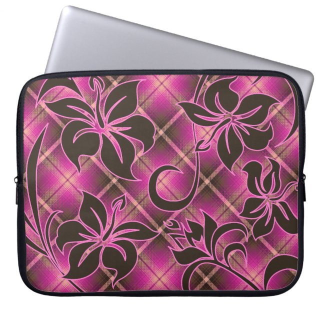 Capa Para Notebook Mauna Loa Hawaiian Hibiscus Xadrez (Frente)