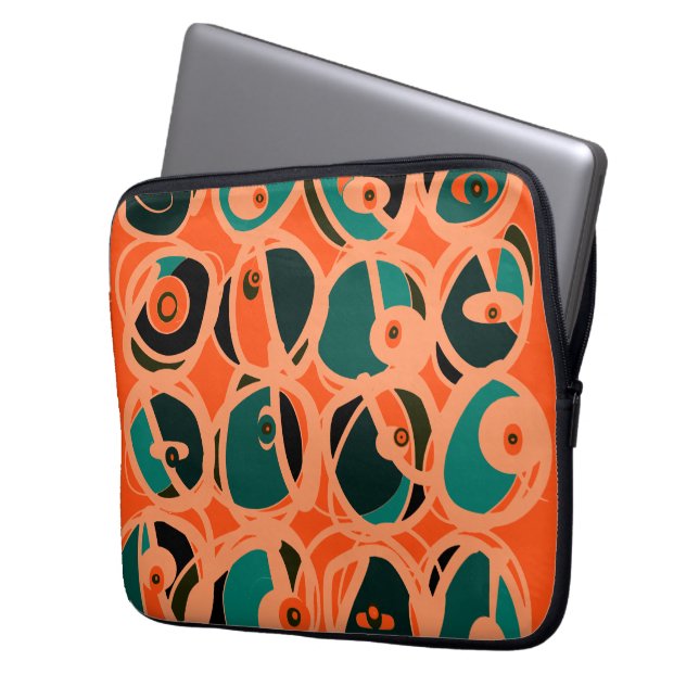 Capa Para Notebook MAZIPOODLES I Spy Eye Orange Teal Black (Frente Esquerda)