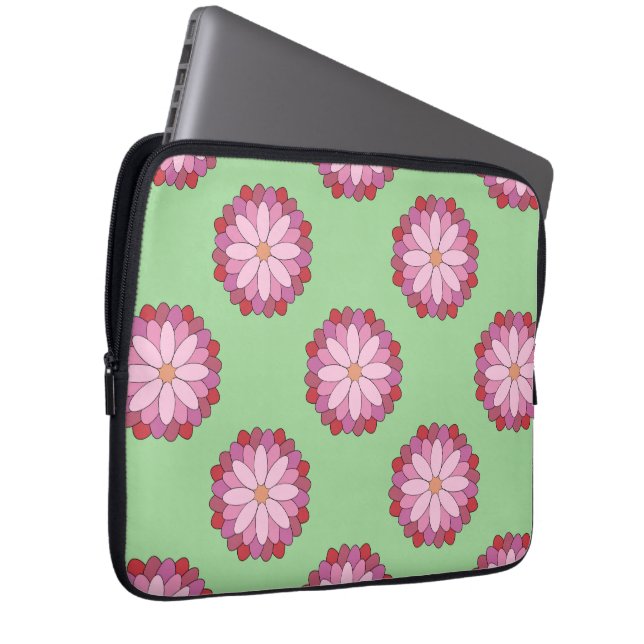 Capa Para Notebook Medalhão Verde-Asiático Pastel Rosa Floral (Frente Esquerda)