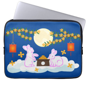 Capa Para Notebook Médio Festival de outono Coelho da Lua Bolo Osmant