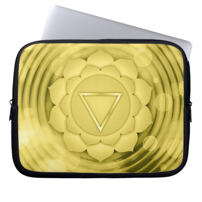 Capa Para Notebook Meditação Espiritual de Chakra Zen Yoga, Dourada E (Frente)