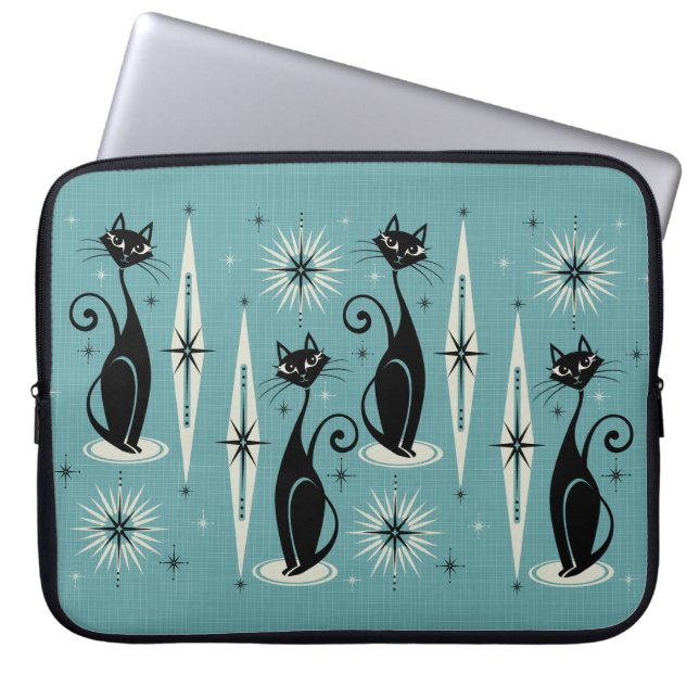 Capa Para Notebook Meio século Meow Atomic Cats - Blue ©studioxtine (Frente)