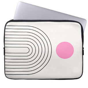 Capa Para Notebook Meio século Moderno 01 Sol E Arco-Íris Branco Rosa
