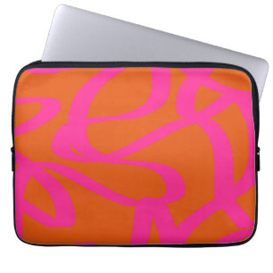 Capa Para Notebook Meio século Moderno Linhas Abstrato Laranja E Rosa