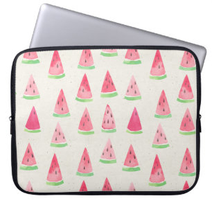 Capa Para Notebook Melancia branca: padrão de aquarelas sem costura.