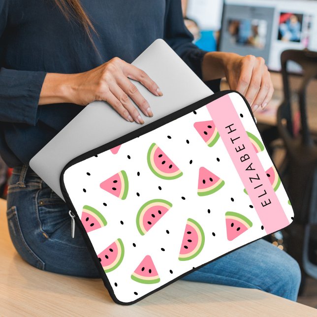 Capa Para Notebook Melancias Rosa, Sementes De Melancia, Seu Nome (Criador carregado)