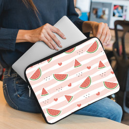 Capa Para Notebook Melancias vermelhas, Corações, Stripes, Padrão de 