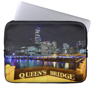 Capa Para Notebook Melbourne CBD Queens Bridge Lights