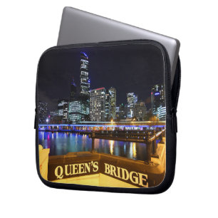 Capa Para Notebook Melbourne CBD Queens Bridge Lights