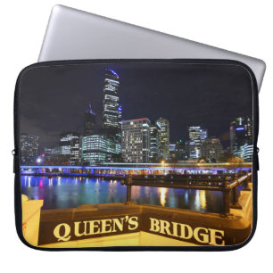 Capa Para Notebook Melbourne CBD Queens Bridge Lights