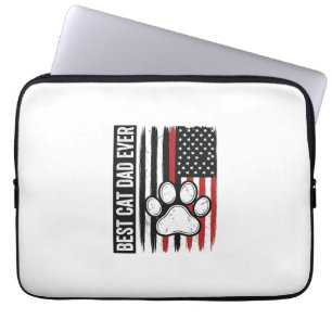 Capa Para Notebook Melhor Pai de Gato Patriota Desenho de Bandeira de