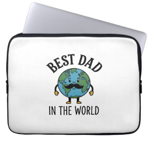 Capa Para Notebook Melhor Pai do Mundo Earth Bigode Camisa Design_