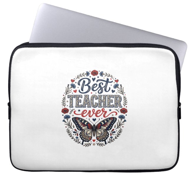 Capa Para Notebook Melhor Professor de Todos os Tempos Camisa Floral  (Frente)