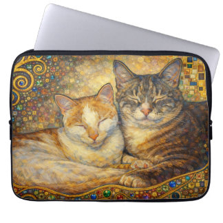 Capa Para Notebook Melhores Amigos Gatos inspirados em Klimt