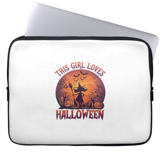 Capa Para Notebook Menina Ama Bruxas de Halloween Abóboras Morcegos_1 (Frente)