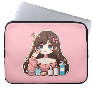 Capa Para Notebook Menina aplicando arte de animação bonitinha de ski
