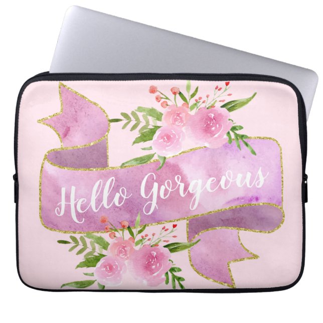 Capa Para Notebook Menina Bonito Floral Blush Rosa Altamente Belo Dou (Frente)