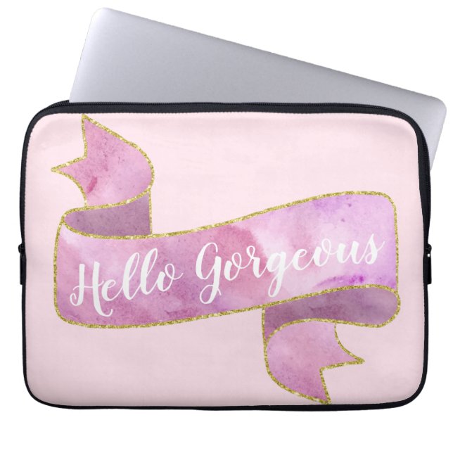 Capa Para Notebook Menina Bonito Rosa Rosa Alô Belo, Belo Dourado Fit (Frente)