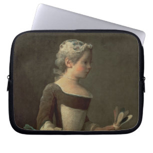 Capa Para Notebook Menina com raquete e Shuttlecock