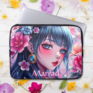 Capa Para Notebook Menina de animação bonito com olhos azuis personal