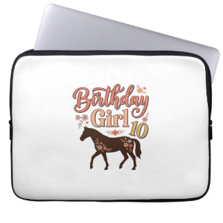 Capa Para Notebook Menina de Aniversário 10 Cavalo Floral Desenho Vet