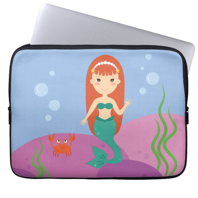 Capa Para Notebook Menina de sereia debaixo d'água (Frente)