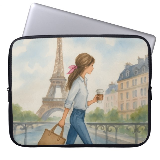 Capa Para Notebook Menina em Paris (Frente)