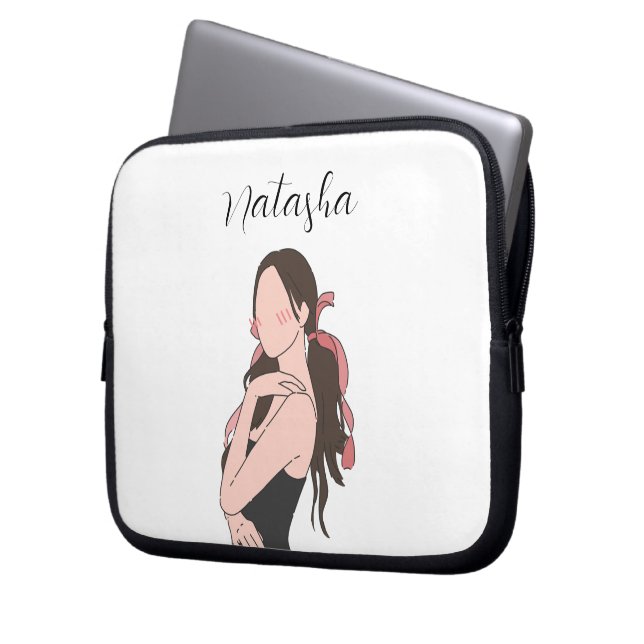 Capa Para Notebook Menina estética de beleza personalizável (Frente Esquerda)