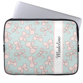 Capa Para Notebook Menina Personalizada Laço Fofo Nome Azul Rosa