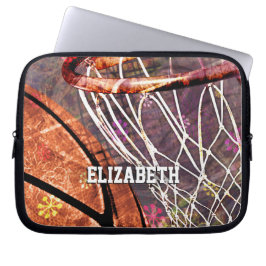 Capa Para Notebook Meninas Basquete e Hoop rosa púrpura seu nome
