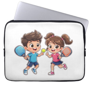 Capa Para Notebook Menino e Menina de Desenho Animado Fofo Jogando Pa