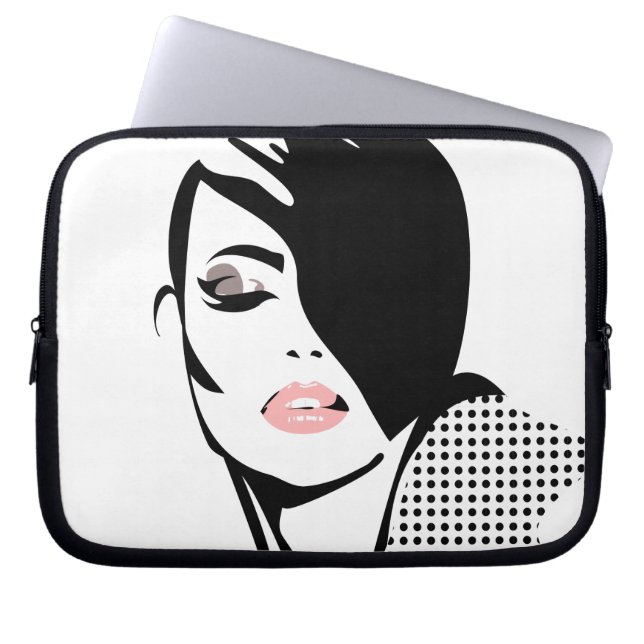 Capa Para Notebook Menor e branca, retrato moderno minimalista da mul (Frente)