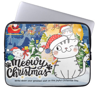 Capa Para Notebook Meowy Christmas