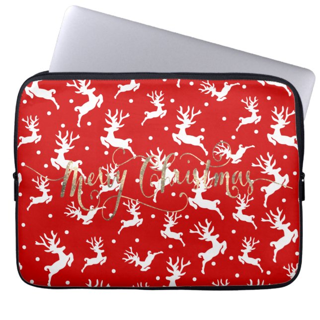 Capa Para Notebook Merry Christmas Reindeers Red (Frente)