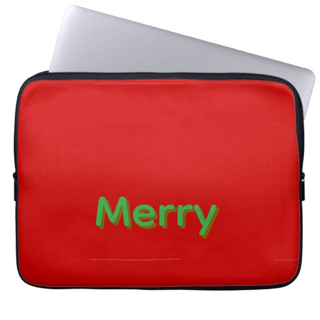 Capa Para Notebook Merry Green Name on Red (Frente)