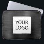 Capa Para Notebook Metálico Preto - Promocional de Logotipo Personali<br><div class="desc">Moderno preto Faux Metálico Ilegante Ilegante Seu Laptop de logotipo personalizado Saco de Promocional ou Promocional (promo) de anúncio. Este gabinete de computador profissional de classe pode ser personalizado para incluir o logotipo da sua empresa ou da sua empresa.</div>