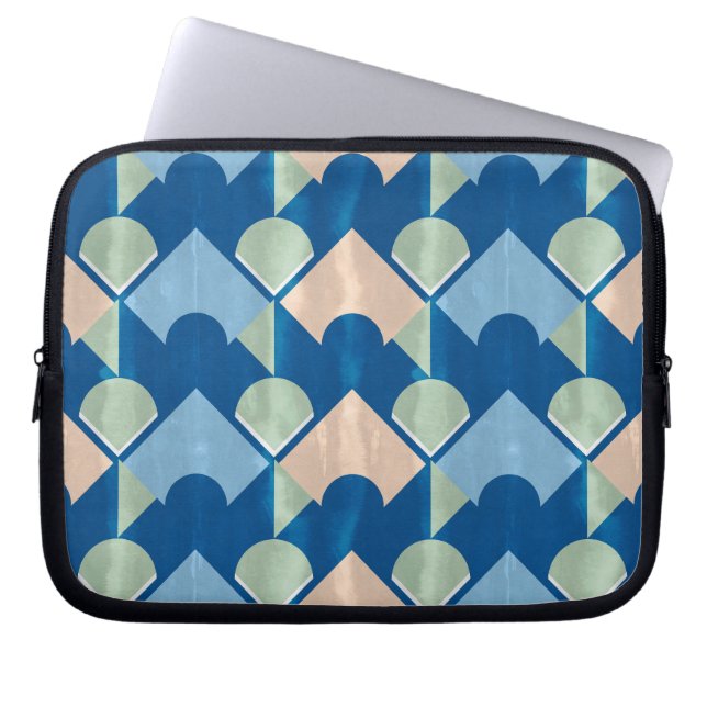 Capa Para Notebook Metallic blue geometric diamond shapes  (Frente)