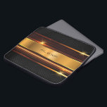 Capa Para Notebook Metallicgold listrava cinzas metálicas pretas<br><div class="desc">Imagem de listras de ouro metálicas com haste metálica preta. Monograma opcional.</div>