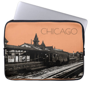 Capa Para Notebook Metrô de Chicago L 1950 Watercolor Sepia