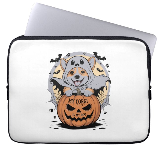 Capa Para Notebook Meu Corgi é meu Boo Halloween (Frente)