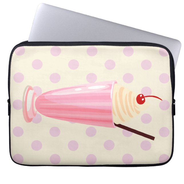 Capa Para Notebook Milkshake rosa e Bolsa de laptop Bolinhas (Frente)